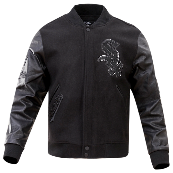Pro Standard Chicago White Sox Triple Black Wool Varsity Jckt - Men's