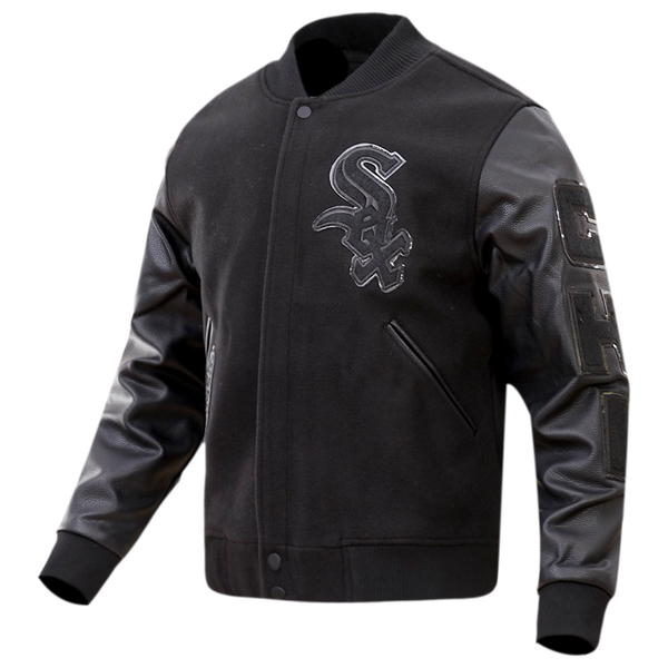 Pro Standard Chicago White Sox Triple Black Wool Varsity Jckt - Men's - Image 3