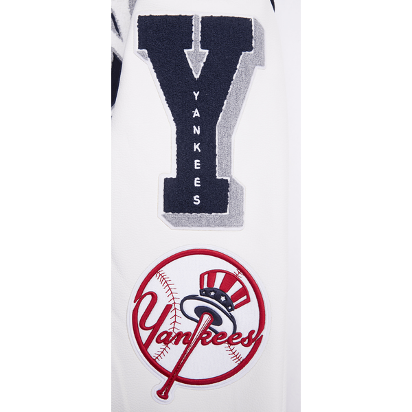 Pro Standard New York Yankees Mash Up Rib Wool Varsity Jacket - Men's - White/Midnight Navy - Image 9