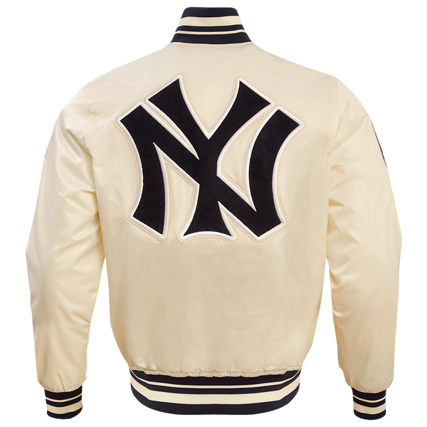 Pro Standard New York Yankees Retro Classic Rib Satin Jacket - Men's - Eggshell/Midnight Navy - Image 2