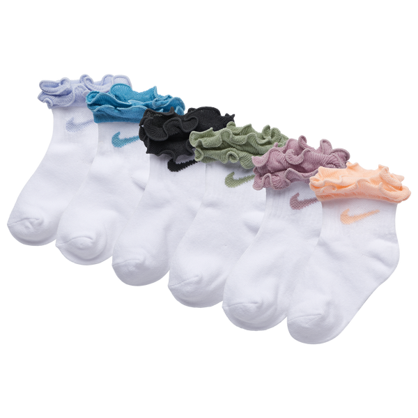 Nike 6 Pack Ruffle Socks - Girls' Toddler - Washed Coral/Pink/Multi