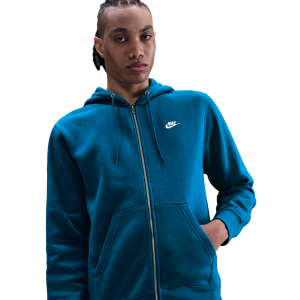 Nike Club Full-Zip Hoodie - Men's - Green Abyss/Green Abyss/White