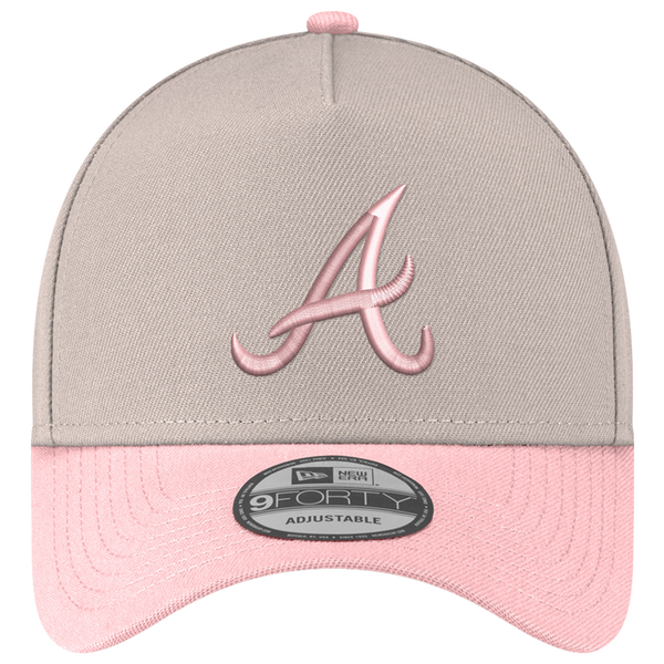 New Era Braves 940AF Cap - Adult - Silver/Pink - Image 2