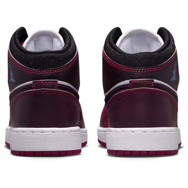 Jordan AJ 1 Mid - Girls' Grade School - Black/Pink/White - Image 3