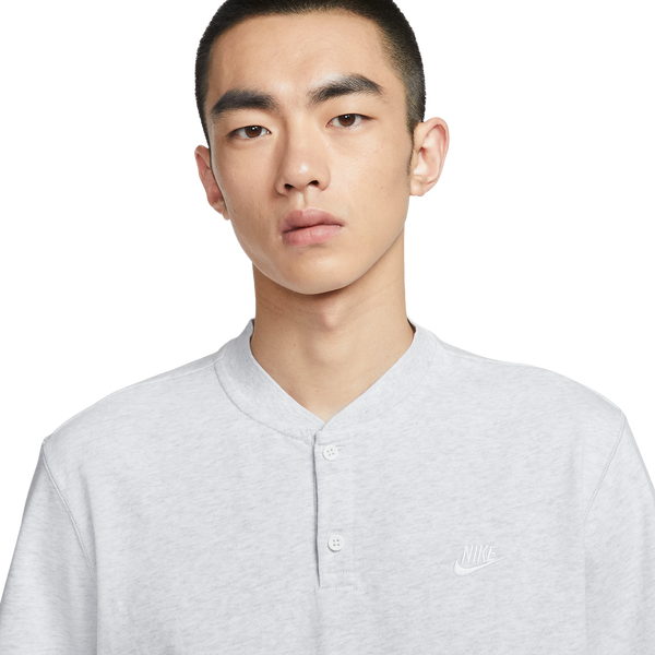 Nike Club SS Henley - Men's - Birch Heather/White/White - Image 3