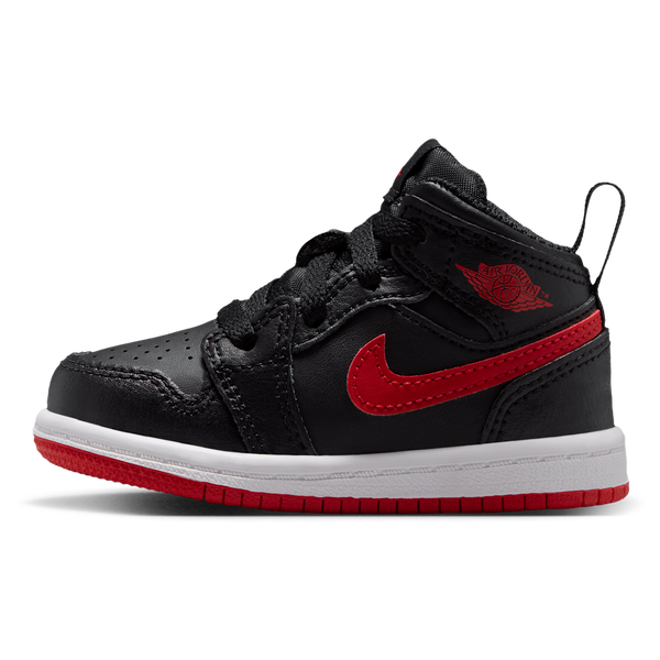 Jordan AJ 1 Mid - Girls' Toddler - Black/Univ Red/White - Image 2