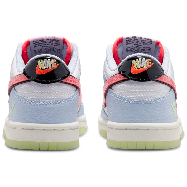 Nike Dunk Low - Boys' Grade School - White/Hydrogen Blue/Flash Crimson - Image 3