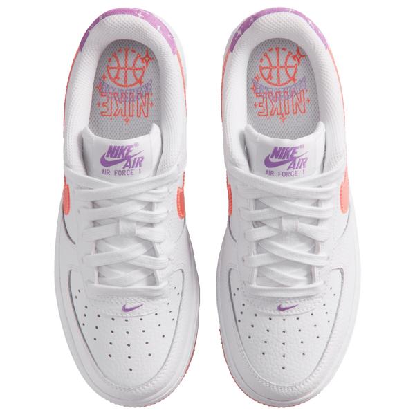 Nike Air Force 1 BB - Boys' Grade School - White/Bright Violet/Turf Orange - Image 4