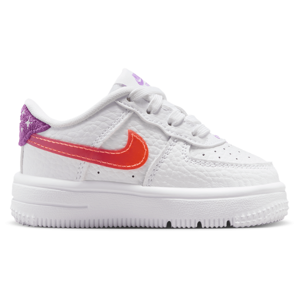 Nike Force 1 Low BBall Lace - Boys' Toddler - White/Bright Violet/Turf Orange